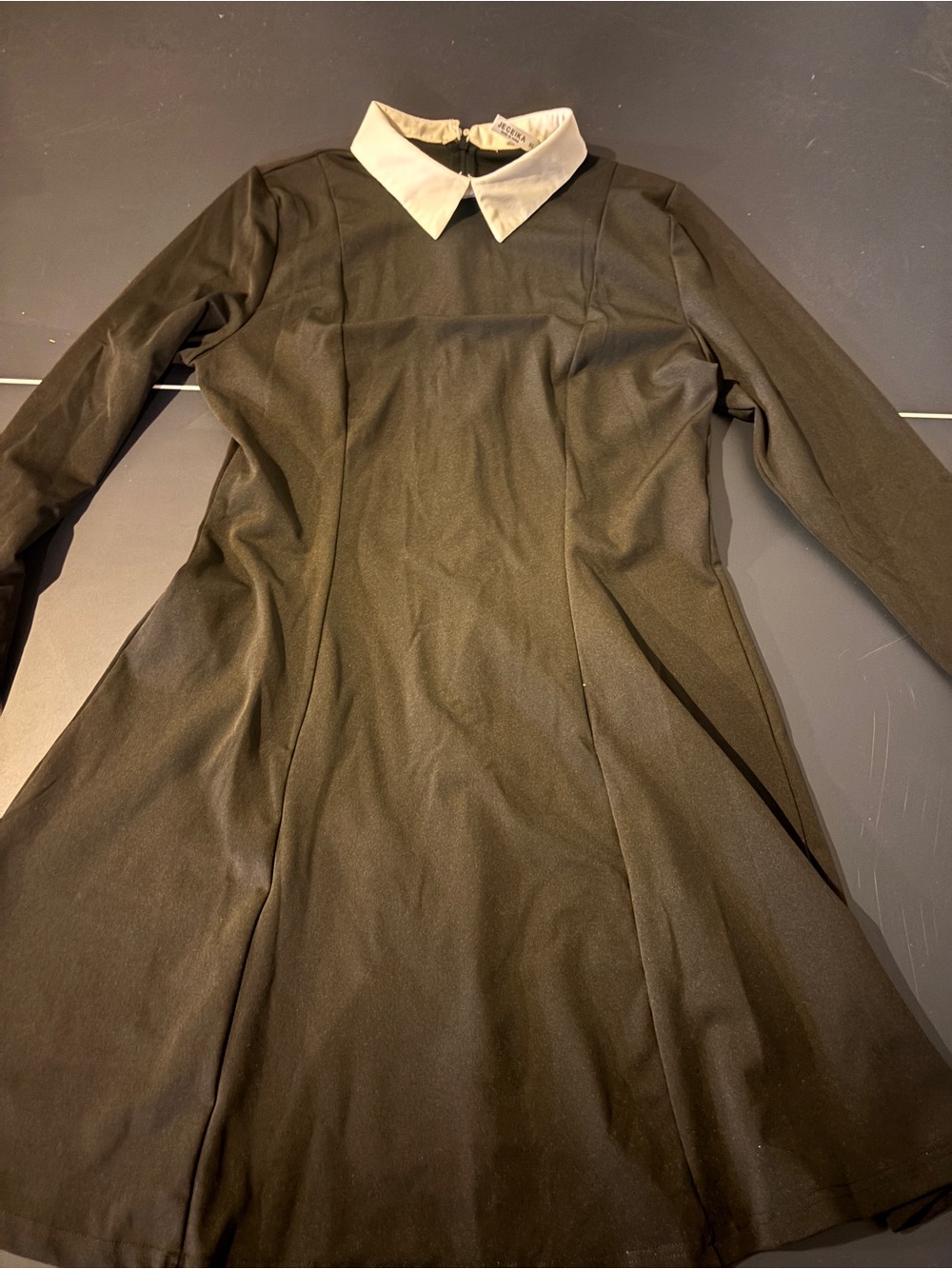 Wednesday Adams Women’s Black Dress White Peter Pan Collar xl but fits large